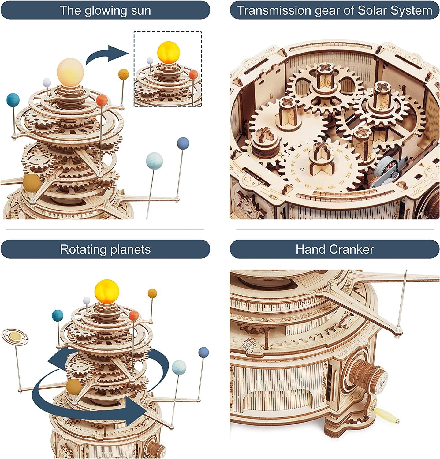 Planetario Mecánico 3D de Madera – Puzzle Educativo Robotime